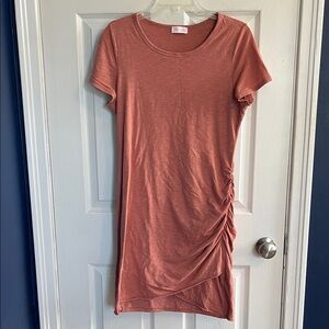 Pink Lily Rust Short Sleeve Ruched Mini Dress